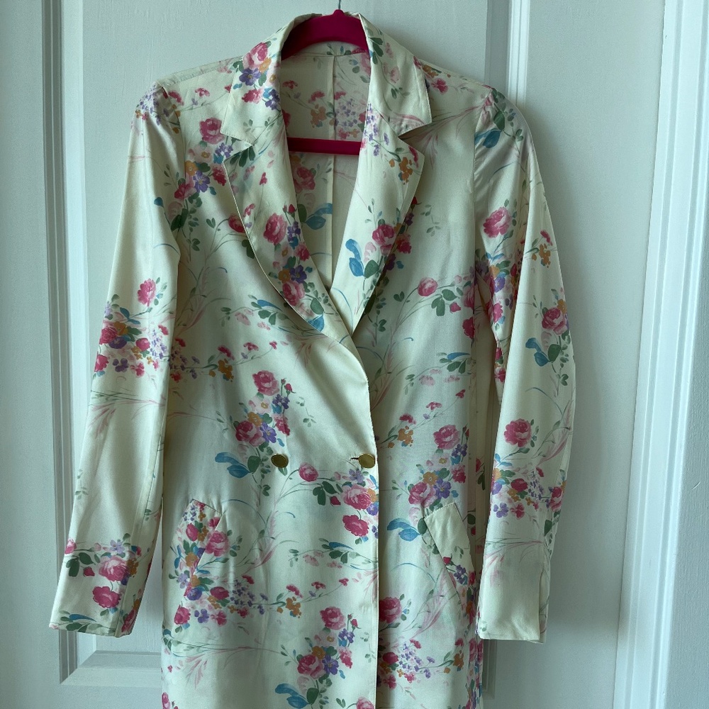 BALLANTYNE 100% Silk Floral Coat | Made in Italy | Size 40 (S/M)